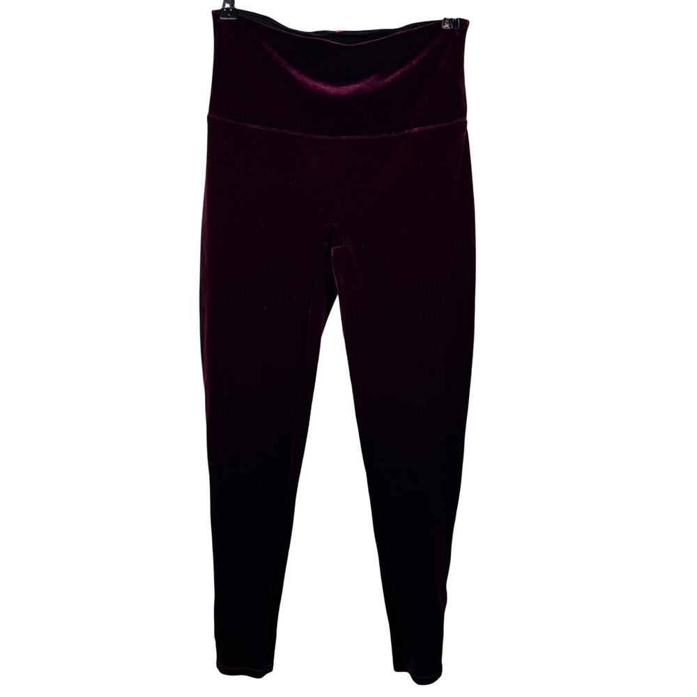 Spanx Purple Leggings Velour Velvet High-Waisted Casual Pull On Size Large L